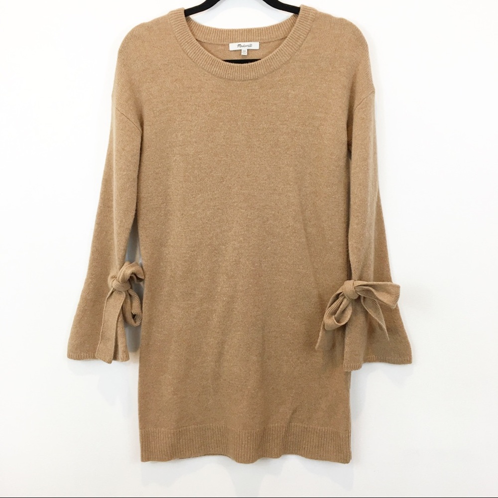 Madewell Wool Sweater Dress w/Tie Cuff Sleeve XXS